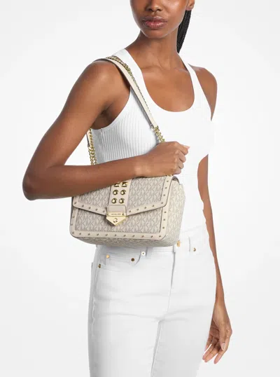 Michael Kors Outlet Soho Large Studded Signature Logo Shoulder Bag In Multi