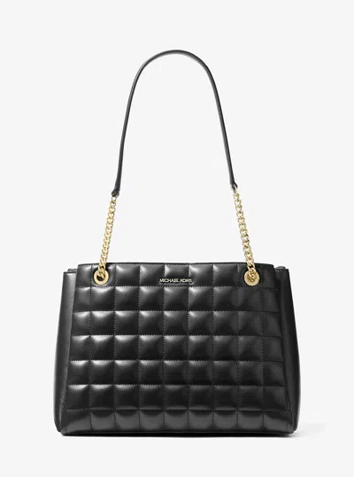 Michael Kors Outlet Soho Medium Quilted Tote Bag In Black