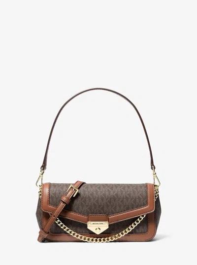 Michael Kors Outlet Soho Small Signature Logo Convertible Crossbody Bag In Brown