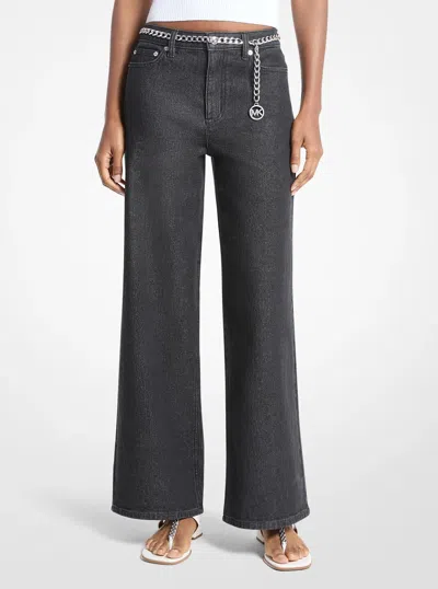 Michael Kors Outlet Stretch Denim Wide-leg Jeans In Multi
