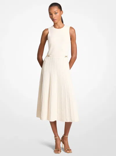 Michael Kors Outlet Stretch Knit Midi Dress In Beige
