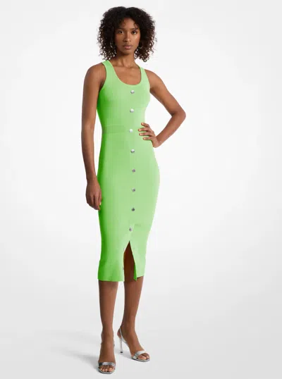 Michael Kors Outlet Stretch Viscose Blend Midi Tank Dress In Green