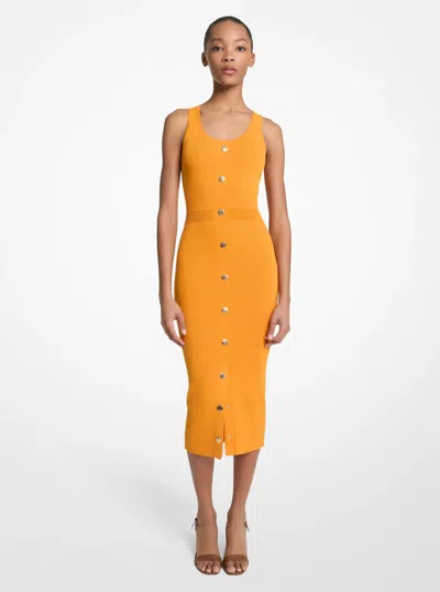 Michael Kors Outlet Stretch Viscose Blend Midi Tank Dress In Orange