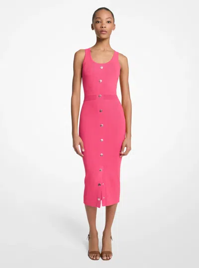 Michael Kors Outlet Stretch Viscose Blend Midi Tank Dress In Pink