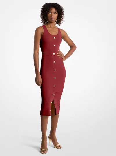 Michael Kors Outlet Stretch Viscose Blend Midi Tank Dress In Red