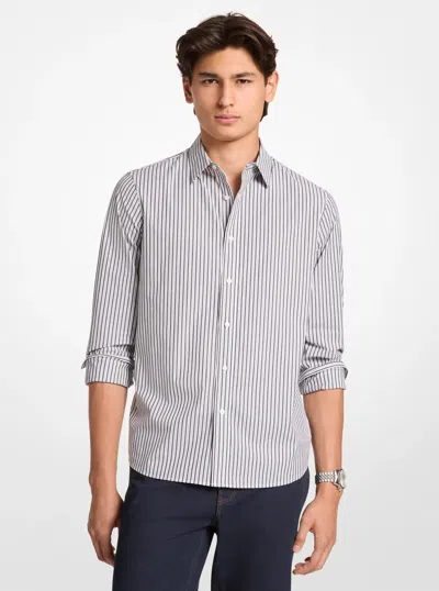 Michael Kors Outlet Striped Stretch Cotton Shirt In White