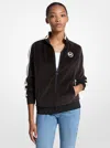 Michael Kors Outlet Striped Velour Zip-up Jacket In Black