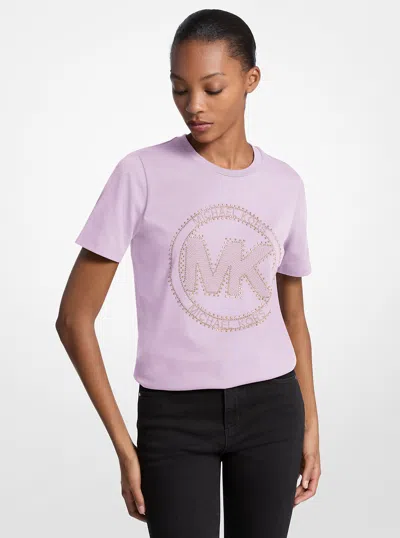Michael Kors Outlet Studded Logo Charm Organic Cotton Jersey T-shirt In Multi