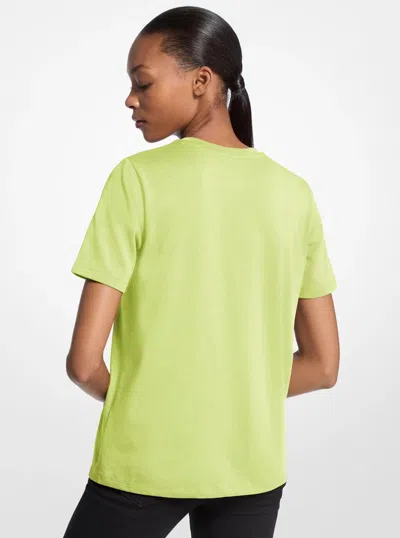 Michael Kors Outlet Studded Logo Charm Organic Cotton Jersey T-shirt In Green