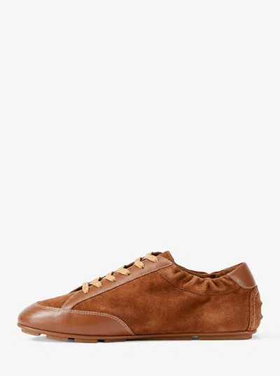 Michael Kors Outlet Susie Suede And Leather Trainer In Brown