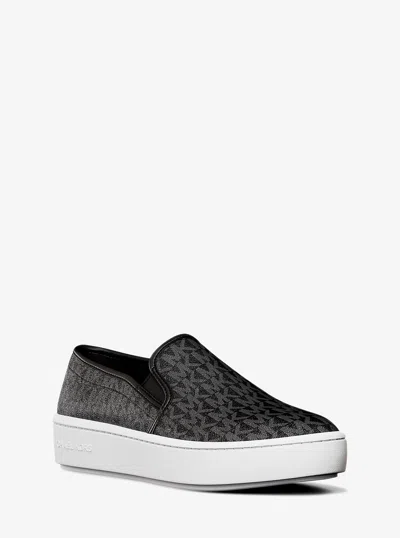 Michael Kors Outlet Teddi Signature Logo Slip-on Sneaker In Black