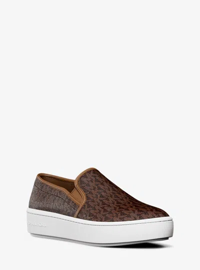 Michael Kors Outlet Teddi Signature Logo Slip-on Sneaker In Brown