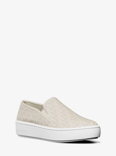 Michael Kors Outlet Teddi Signature Logo Slip-on Sneaker In Neutral