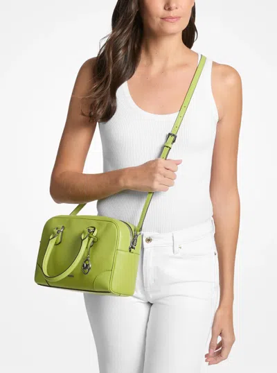 Michael Kors Outlet Thompson Medium Pebbled Leather Satchel In Green