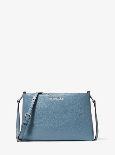 Michael Kors Outlet Trisha Medium Pebbled Leather Crossbody Bag In Blue