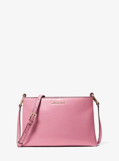Michael Kors Outlet Trisha Medium Pebbled Leather Crossbody Bag In Red