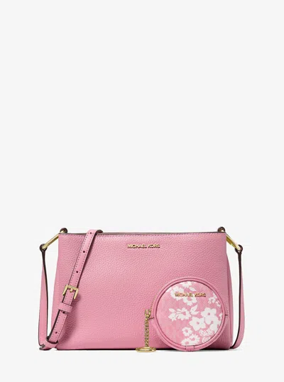 Michael Kors Outlet Trisha Pebbled Leather Crossbody Bag With Pouch In Red