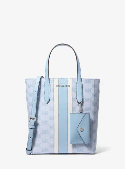 Michael Kors Outlet Vincent Small Logo Jacquard Tote Bag With Card Case In Blue