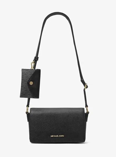 Michael Kors Outlet Vincent Small Saffiano Leather Crossbody Bag With Signature Logo Card Case In Black