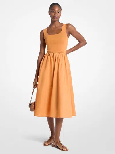 Michael Kors Outlet Viscose Blend Midi Dress In Orange