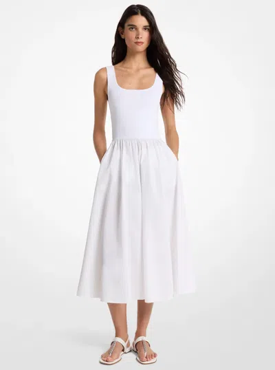 Michael Kors Outlet Viscose Blend Midi Dress In White