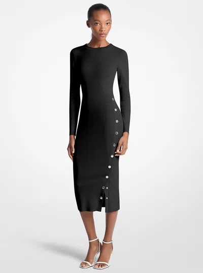 Michael Kors Outlet Viscose Blend Snap Dress In Black