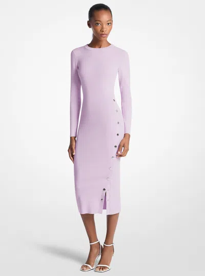 Michael Kors Outlet Viscose Blend Snap Dress In Pink