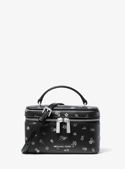 Michael Kors Outlet Vivi Small Floral Printed Vanity Crossbody Bag In Black