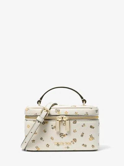 Michael Kors Outlet Vivi Small Floral Printed Vanity Crossbody Bag In White