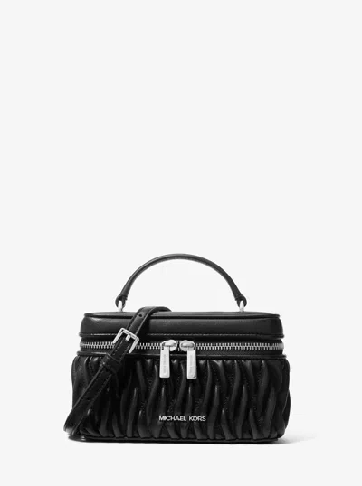 Michael Kors Outlet Vivi Small Matelassé Burnished Vanity Crossbody Bag In Black