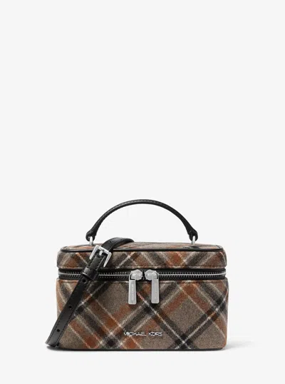 Michael Kors Outlet Vivi Small Plaid Print Wool Blend Vanity Crossbody Bag In Multi