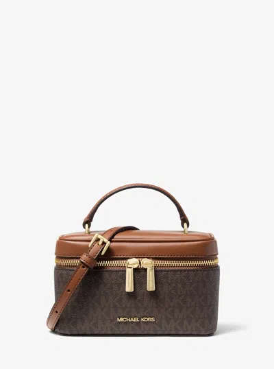 Michael Kors Outlet Vivi Small Signature Logo Vanity Crossbody Bag In Brown