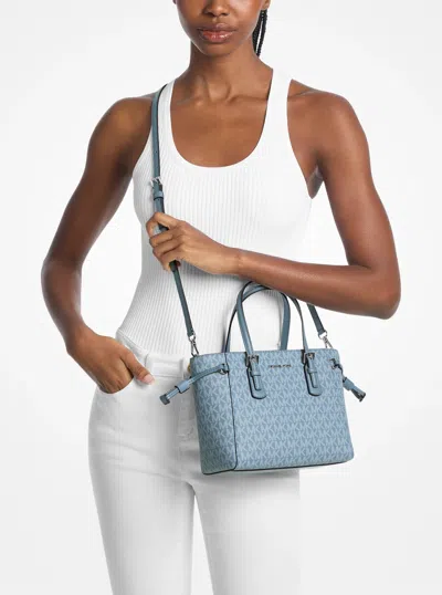Michael Kors Outlet Voyager Extra-small Signature Logo Tote Bag In Multi