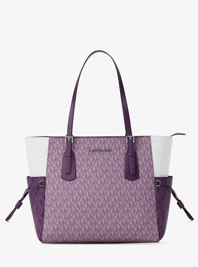 Michael Kors Outlet Voyager Large Color-block Signature Logo Tote Bag In Multi
