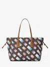Michael Kors Outlet Voyager Large Printed Signature Logo Tote Bag In Multi