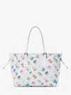 Michael Kors Outlet Voyager Large Printed Signature Logo Tote Bag In White
