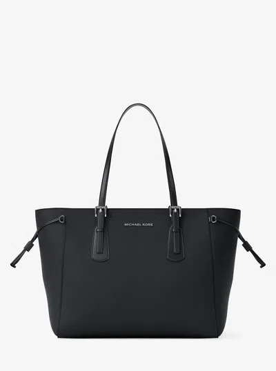 Michael Kors Outlet Voyager Large Saffiano Leather Tote Bag In Black