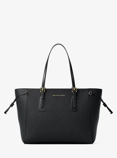 Michael Kors Outlet Voyager Large Saffiano Leather Tote Bag In Black