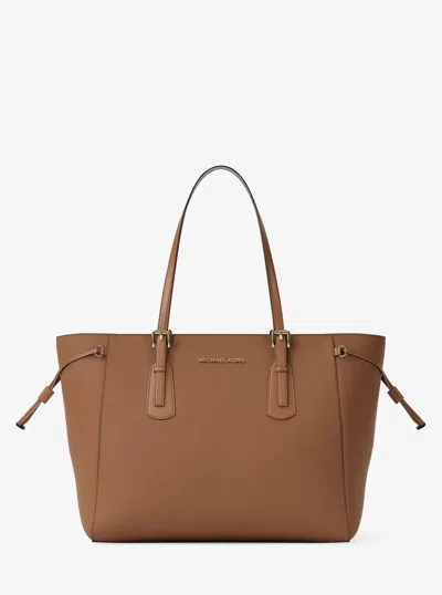 Michael Kors Outlet Voyager Large Saffiano Leather Tote Bag In Brown