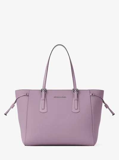 Michael Kors Outlet Voyager Large Saffiano Leather Tote Bag In Purple