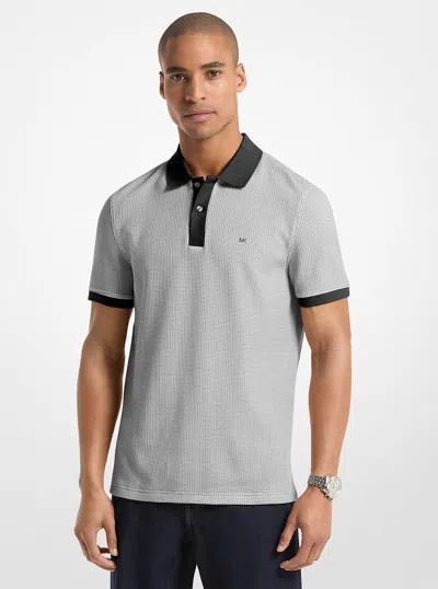 Michael Kors Outlet Waffle Stretch Cotton Polo Shirt In Black