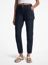 Michael Kors Outlet Washed Stretch Denim Cargo Jeans In Blue