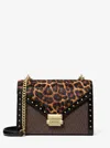 Michael Kors Outlet Whitney Leopard Print Calf Hair And Signature Logo Shoulder Bag In Multi