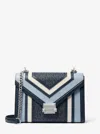 Michael Kors Outlet Whitney Medium Color-block And Signature Logo Shoulder Bag In Blue