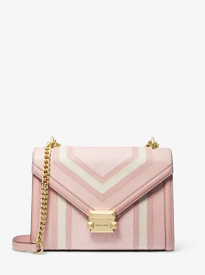Michael Kors Outlet Whitney Medium Color-block And Signature Logo Shoulder Bag In Pink