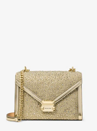 Michael Kors Outlet Whitney Medium Embellished Metallic Shoulder Bag In Gold
