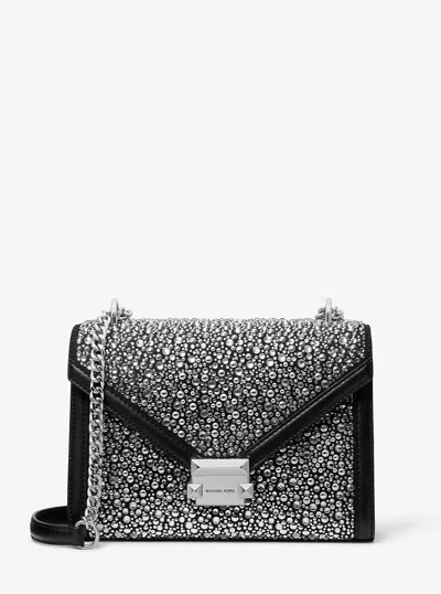 Michael Kors Outlet Whitney Medium Embellished Shoulder Bag In Black