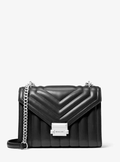 Michael Kors Outlet Whitney Medium Quilted Shoulder Bag In Black