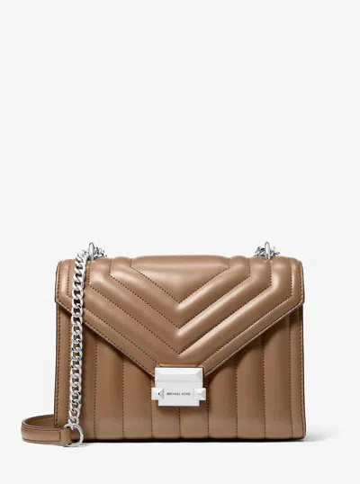 Michael Kors Outlet Whitney Medium Quilted Shoulder Bag In White