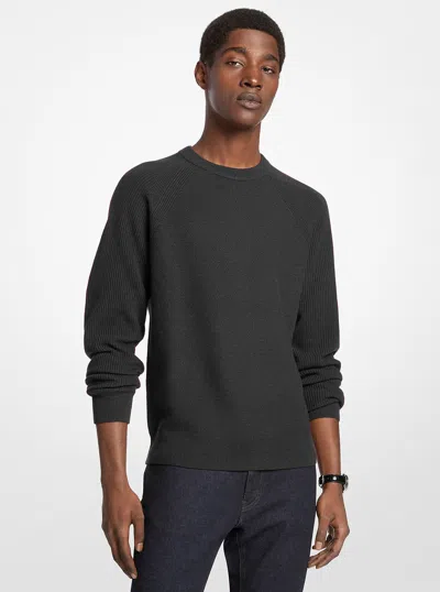 Michael Kors Outlet Wool Blend Crewneck Sweater In Black